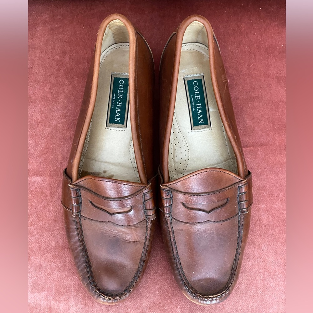 Mens light Brown leather loafers